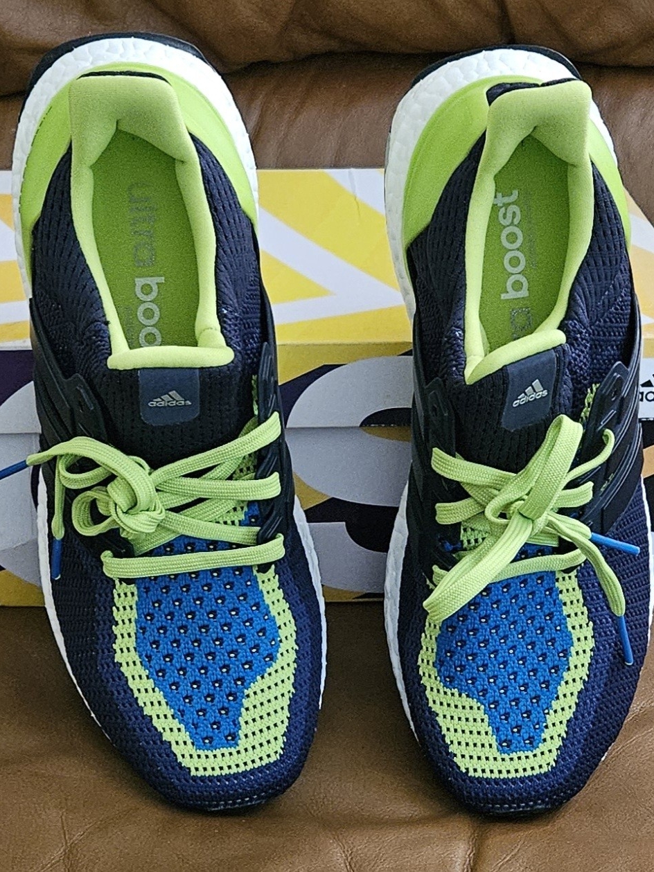 Men's Adidas Ultra Boost 2.0 Solar Slime Multicolor Knit Sneakers Size 8 Men .